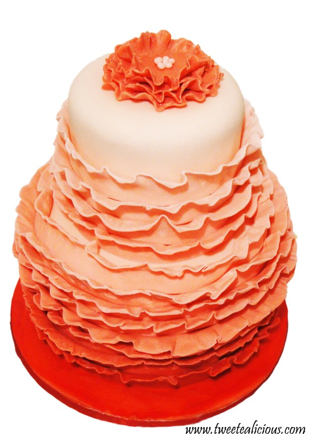 Pink Ombre Ruffle Cake
