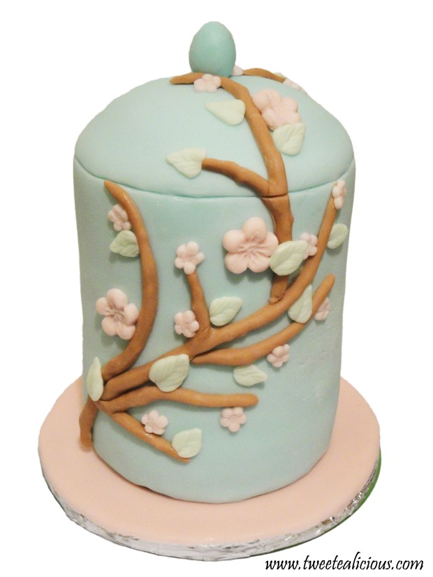 Cherry Blossom Teacup Cake Front View